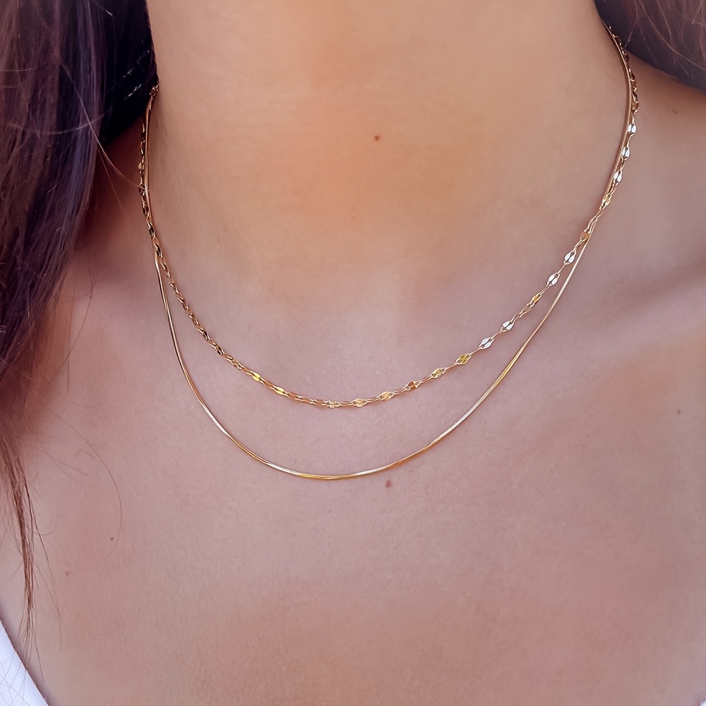 Women's 18K Gold-Plated Layered 2-Strand Necklace Set